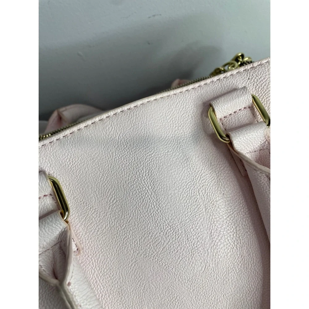 Betsey Johnson Pink Bow Studded Satchel Crossbody Bag Gold Hardware - Picture 7 of 8